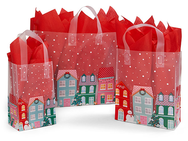 Christmas Village Plastic Gift Bags