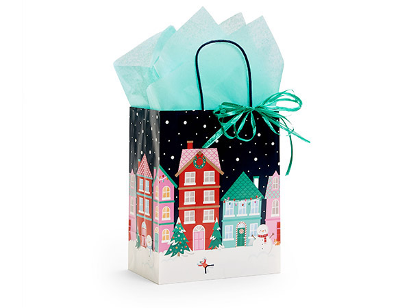 Christmas Village Gift Bags, Cub 8x4.75x10", 100 Pack