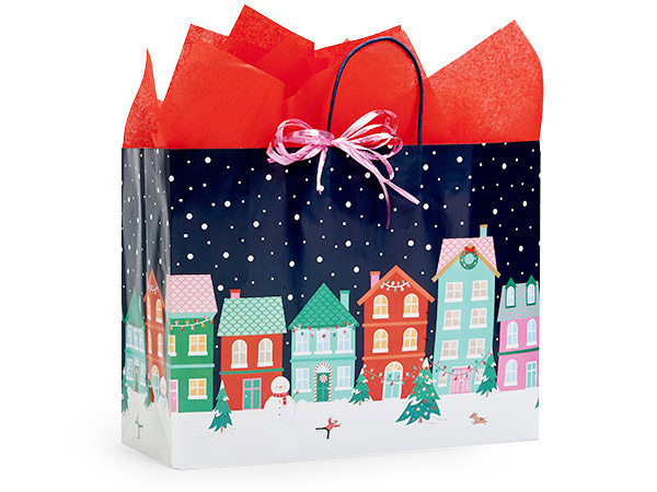Christmas Village Gift Bags, Vogue 16x6x12", 100 Pack