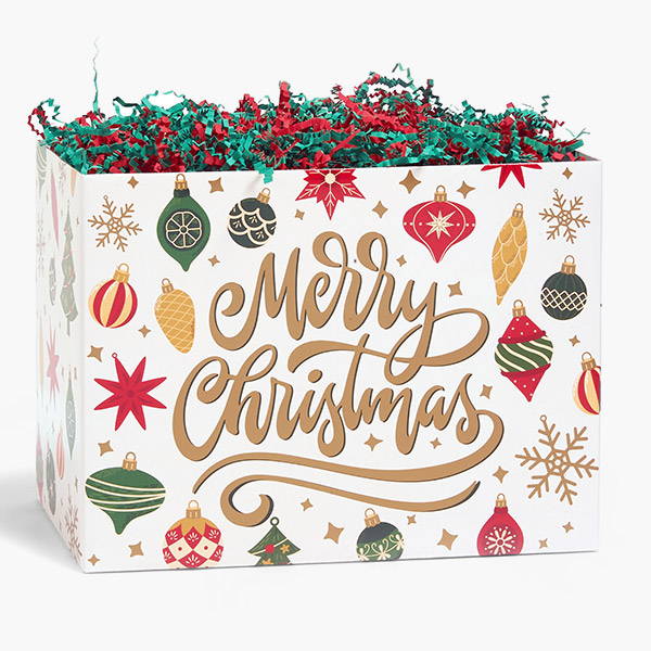 Christmas Vintage Ornaments Basket Large 10.25x6x7.5", 6 Pack