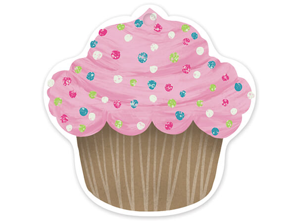 Cupcake Shape Gift Tag, Gloss 3" Shape, 50 Pack