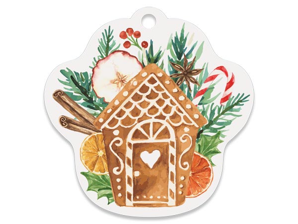 Gingerbread Spice Shape Gloss Gift Tag, 3" Shape, 50 Pack