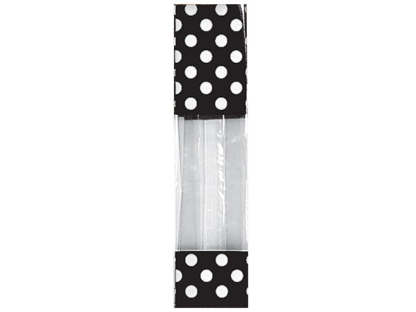 Black & White Polka Dots Cello Bags, 2.5x1.75x10.75", 100 Pack