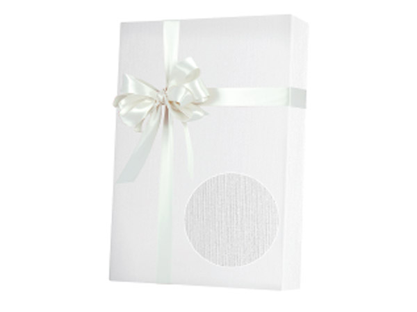 Embossed White Linen Wrapping Paper 18"x417', Half Ream Roll