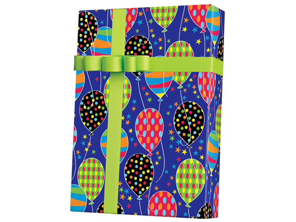 Party Balloons Wrapping Paper 24"x833', Full Ream Roll