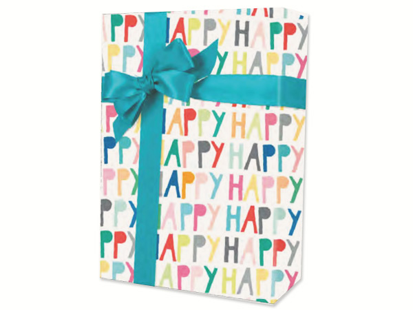 Happy Happy Wrapping Paper 18"x833', Full Ream Roll