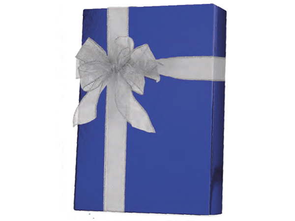 Metallic Blue Wrapping Paper 24"x100', Cutter Box