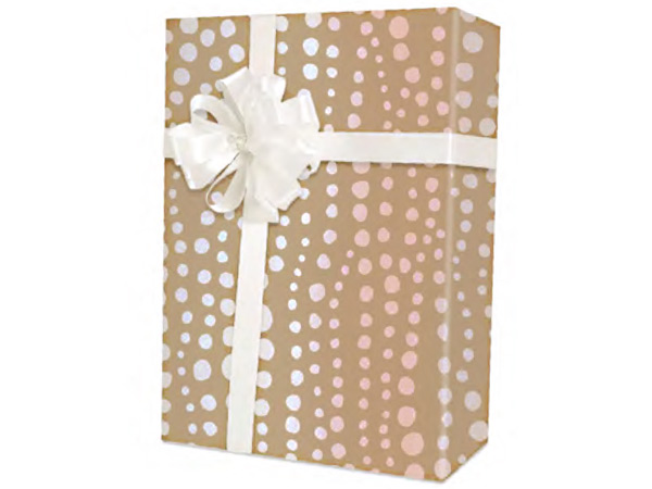 Pink Champagne Bubbles Gift Wrap 18"x833', Full Ream Roll