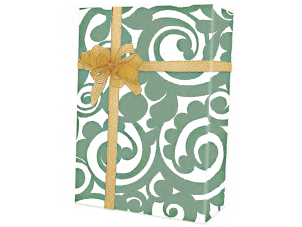 Sage Scroll Wrapping Paper 18"x833', Full Ream Roll