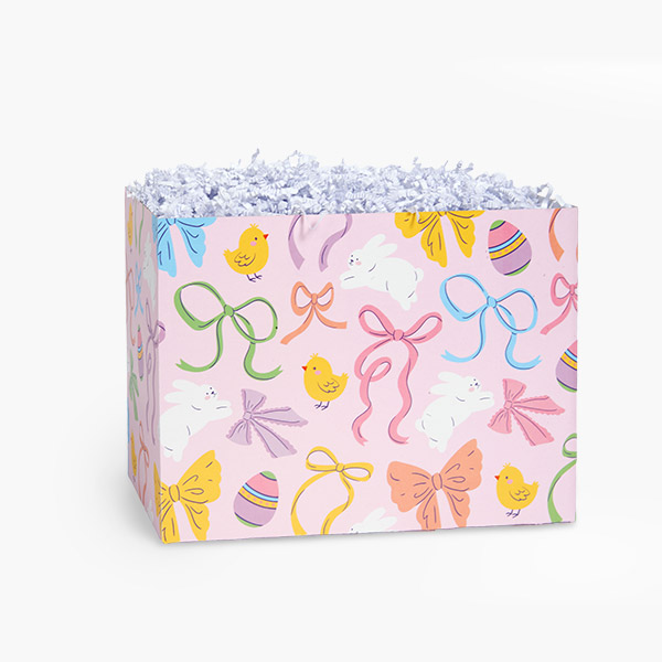 Easter Bows Basket Box, Large 10.25x6x7.5", 6 Pack