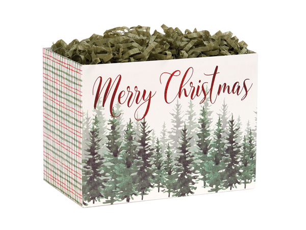 Evergreen Christmas Basket Box, Small 6.75x4x5", 6 Pack