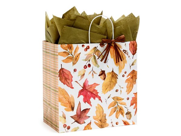 Fall Leaves Paper Shopping Bag Filly 13x7x13", 200 Pack