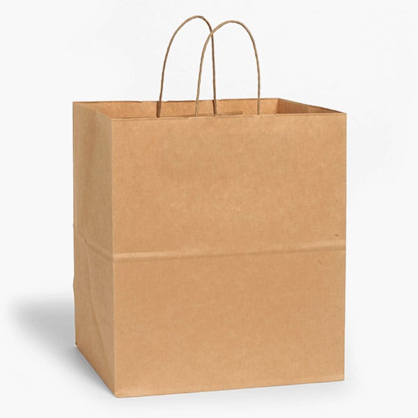Natural Brown Kraft Shopping Bags, Filly 13x7x13", 100 Pack