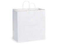 White Kraft Paper Shopping Bags, Carrier 10x5x13, 250 Pack