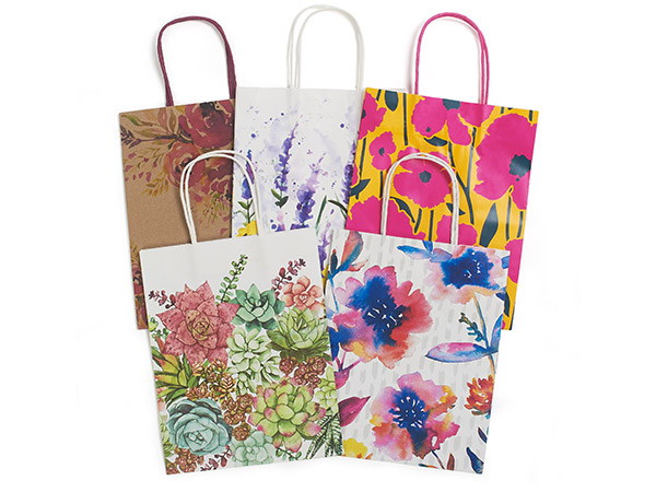 Floral Gift Bags, Cub Assortment, 8x4.75x10" 25 Pack