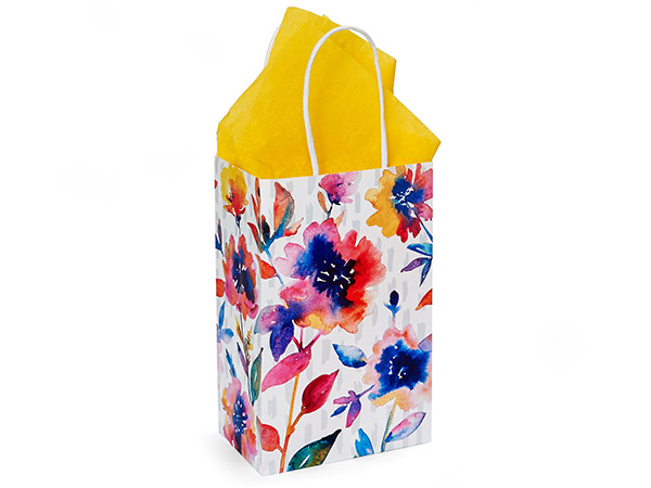 Floral Rain Paper Gift Bags, Rose 5.25x3.50x8.25", 250 Pack