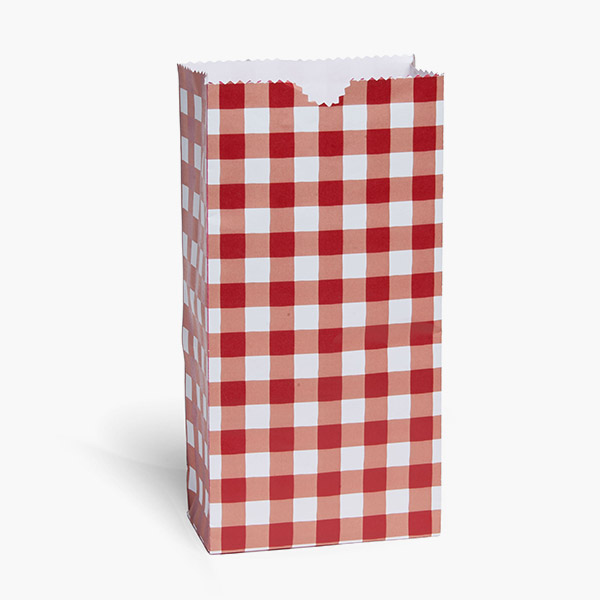 Red Gingham Print Gift Sack, 2lb Bag 4.25x2.25x8", 250 Pack