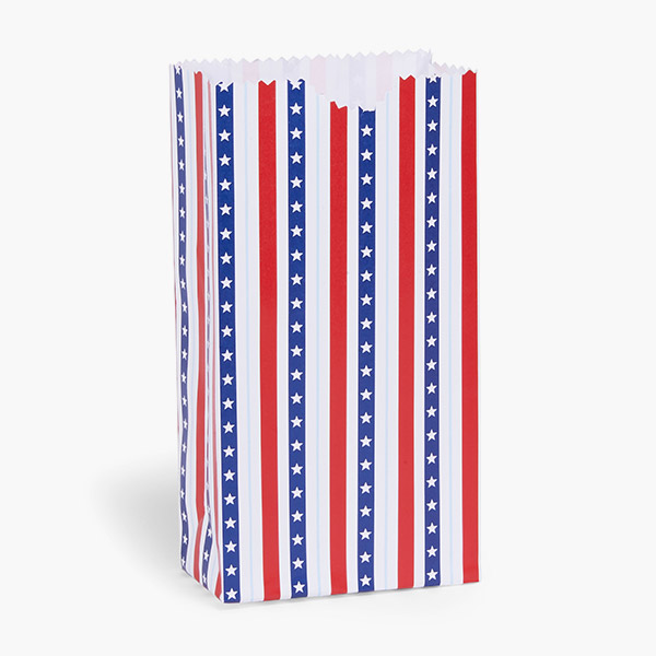 Stars and Stripes Print Gift Sack, 2lb Bag 4.25x2.25x8", 250 Pack