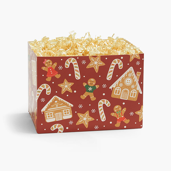 Gingerbread Lane Basket Box, Small 6.75x4x5", 6 Pack