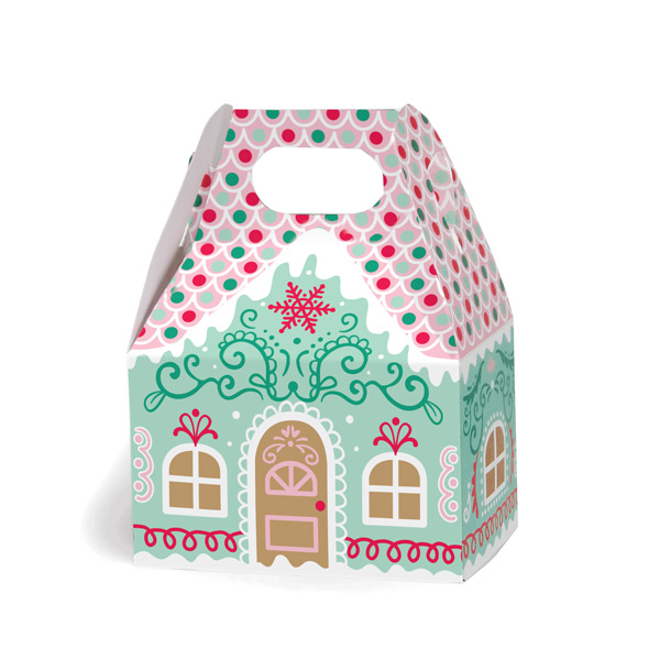 Gingerbread Medley Mini Gable Box, 4x2.5x2.5", 6 Pack