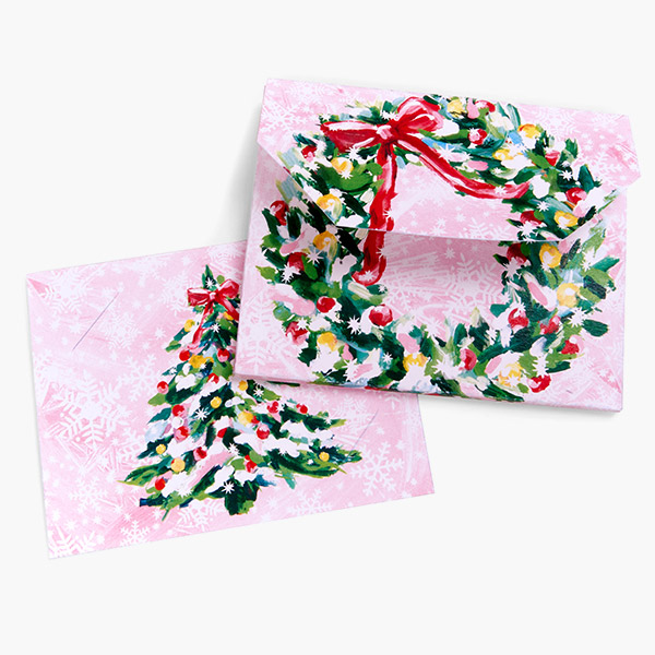 Pink Christmas Gift Card Holders, 4.5 X 3.5 X 3/8", 12 Pack