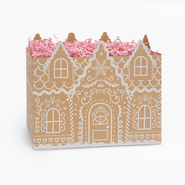 Gingerbread Cottage Kraft Basket Box, Large 10.25 x 6 x 7.5", 6 Pack
