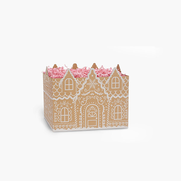 Gingerbread Cottage Kraft Basket Box, Small 6.75 x 4 x 5", 6 Pack