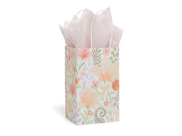 Garden Delight Paper Gift Bags, Rose 5.25x3.5x8.25", 25 Pack