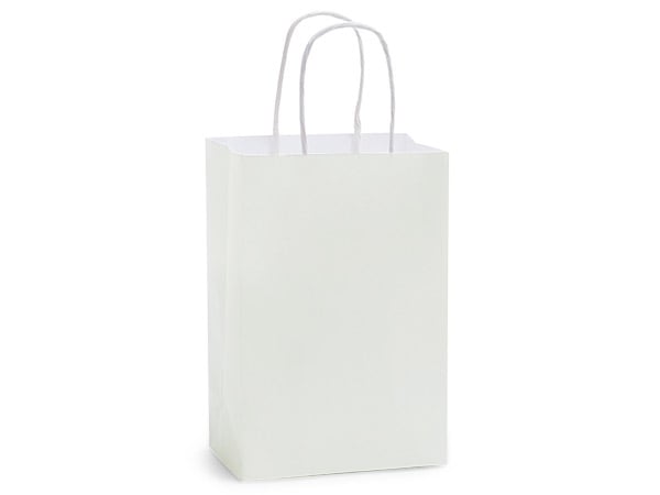 *Greige Gray White Kraft Shopping Bag, Rose 5.5x3.25x8.5", 25 Pack