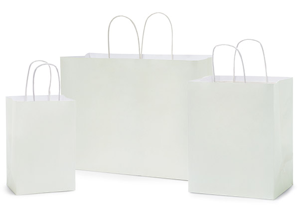 White Kraft Greige Tint Paper Shopping Bags