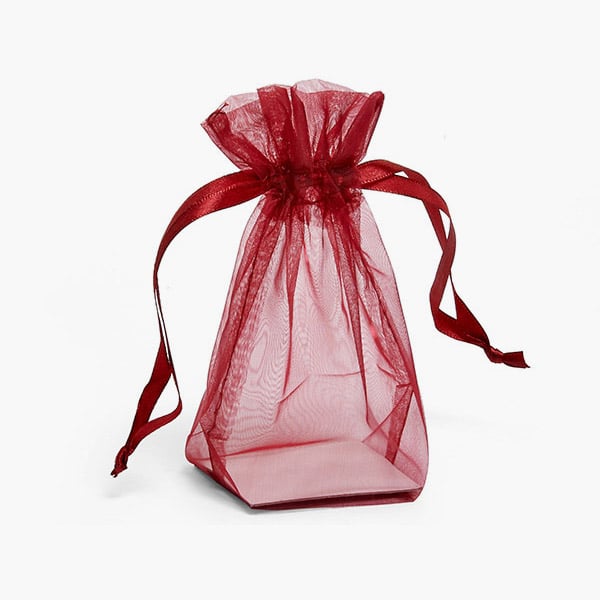 *Burgundy Square Gusseted Sheer Bag 2x2x6", 10 Pack