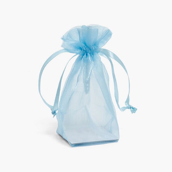 *Light Blue Square Gusseted Sheer Bags, 2x2x6", 10 Pack