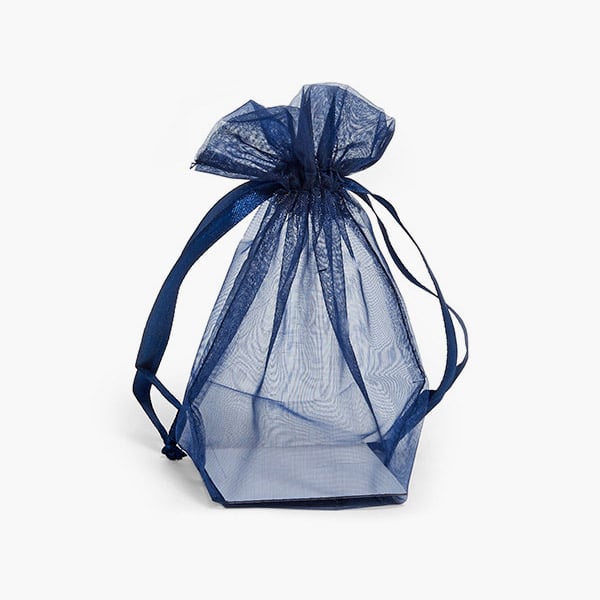 *Navy Square Gusseted Sheer Bag, 2x2x6", 10 Pack
