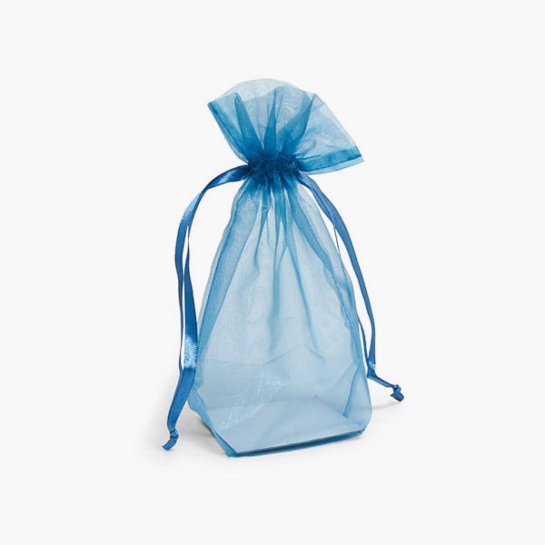 *Smoke Blue Square Gusseted Sheer Bag, 2.75x2.75x8", 10 Pack