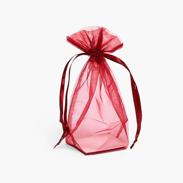 *Burgundy Square Gusseted Sheer Bag 2.75x2.75x8", 10 Pack