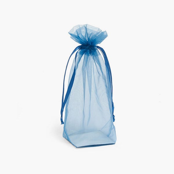 *Smoke Blue Square Gusseted Sheer Bags, 3x3x9", 10 Pack