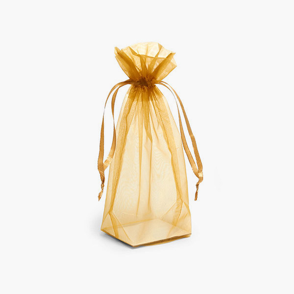 *Gold Square Gusseted Sheer Bag, 3x3x9", 10 Pack