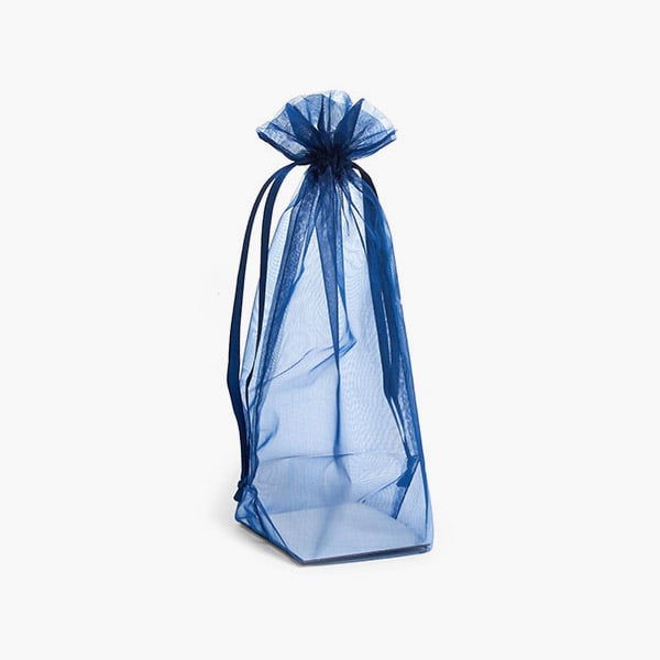 *Navy Square Gusseted Sheer Bag, 3x3x9", 10 Pack