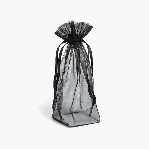 *Black Square Gusseted Sheer Bag, 4x4x10", 10 Pack
