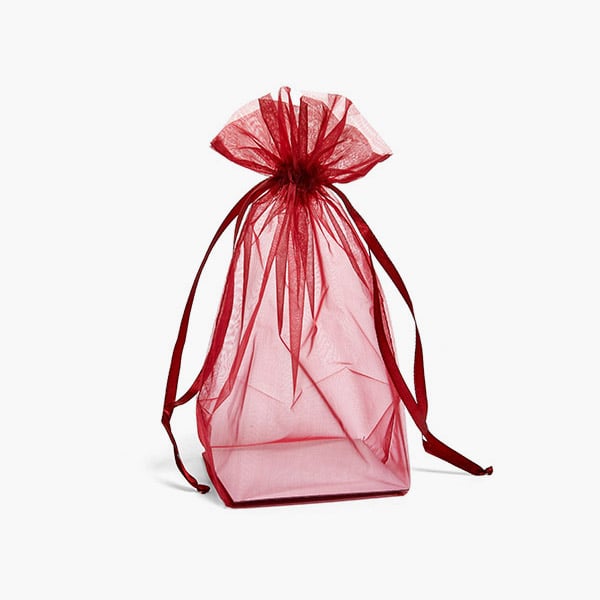 *Burgundy Square Gusseted Sheer Bag 4x4x10", 10 Pack