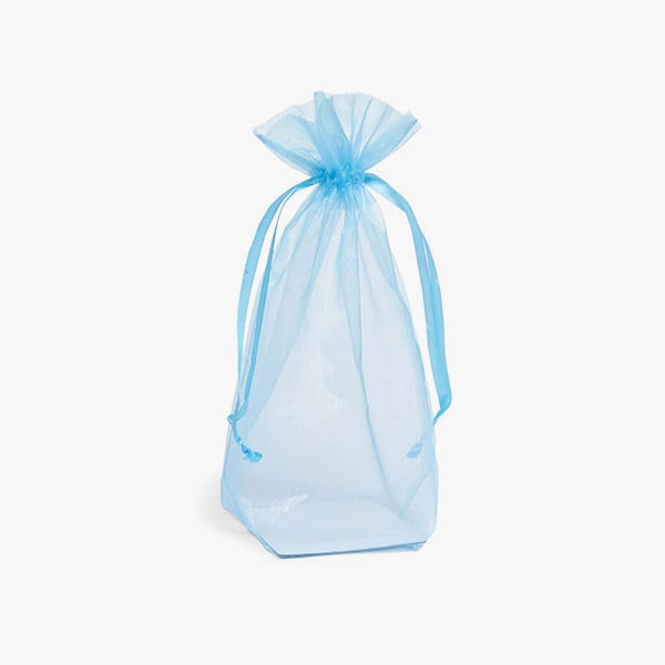 *Light Blue Square Gusseted Sheer B 4x4x10", 10 Pack