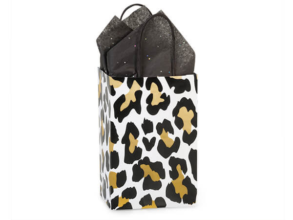 *Golden Leopard Paper Gift Bags, Rose 5.25x3.5x8.25", 100 Pack