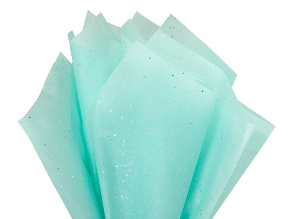 Aqua Blue Glitter Tissue Paper, 20x30", Bulk 200 Sheet Pack