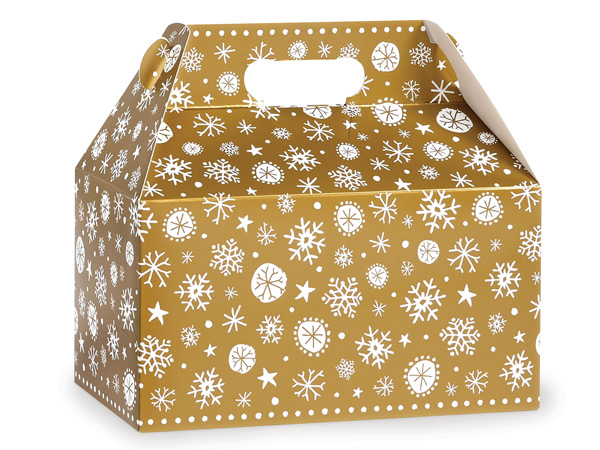 Golden Snowflake Gable Box 9.5x5x5", 6 Pack