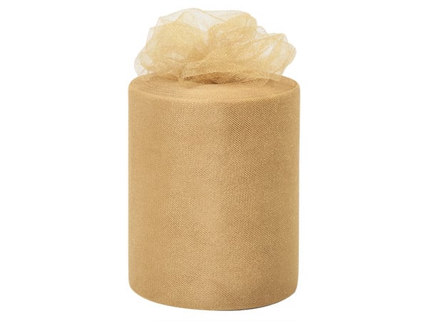 Gold Burst Glimmer Tulle Ribbon, 6"x100 yards