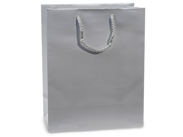 Large Rose Gold Foil Gift bags with Handles, Designer Solid Rose