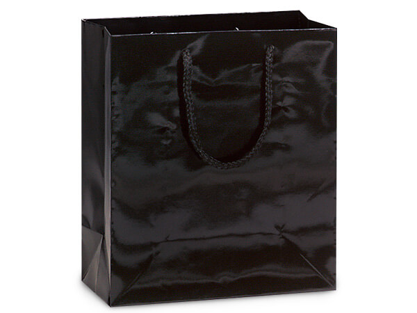 Black Gloss Gift Bags, Cub 8x4x10", 10 Pack