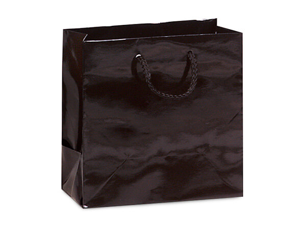 Black Gloss Gift Bags, Jewel 6.5x3.5x6.5", 100 Pack