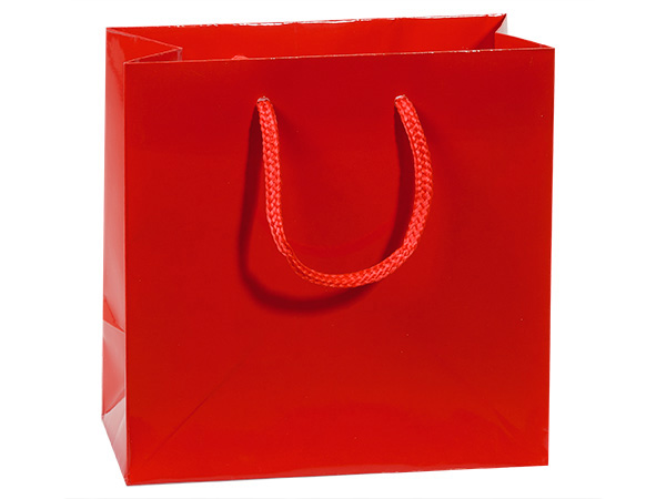 Red Gloss Gift Bags, Jewel 6.5x3.5x6.5", 100 Pack