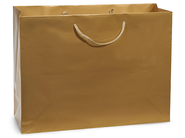 Gold Gloss Gift Bags, Medium 13x5x10", 100 Pack